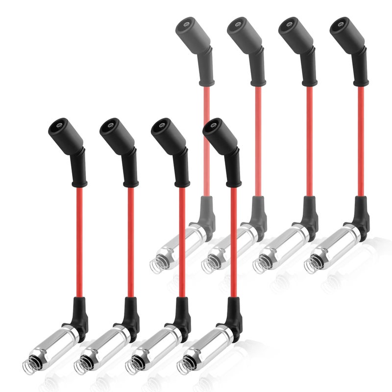 IHOTDER 8PCS Spark Plug Wires Set Compatible with GMC Hummer Chevrolet Cadillac Spark Plugs and Wires Replacement OEM#M8-48322 48322R Premium Ignition Wire Set Car Accessories - Image 1